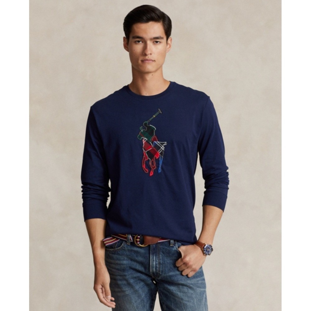Polo Ralph‎ Lauren Men's Classic Fit Plaid Big Pony Jersey T-Shirt Size 2XB Blue